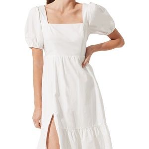 ASTR Poplin Puff Sleeve Tiered Midi Dress Size XSmall